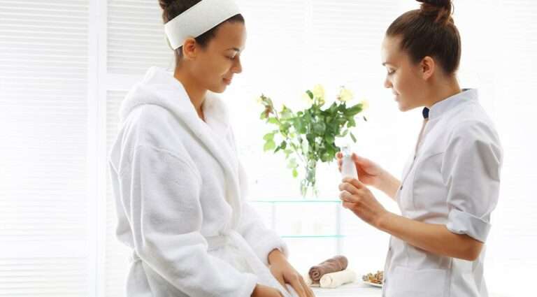 woman consulting a skin care professional