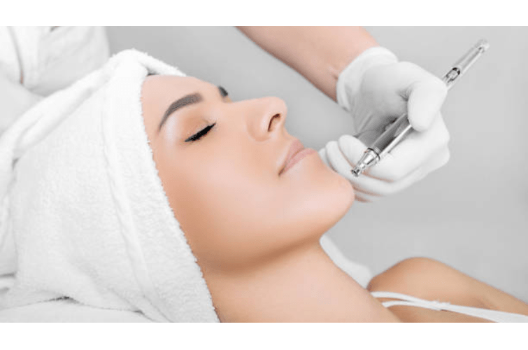 a person getting a facial treatment in a spa